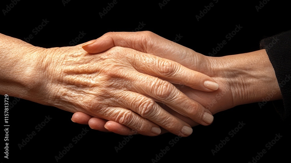 Fototapeta premium Hands grasp each other firmly, symbolizing trust and partnership between two people