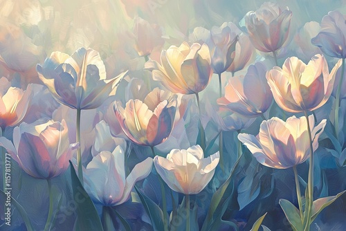 Fototapeta Naklejka Na Ścianę i Meble -  beautiful background of tulip flowers