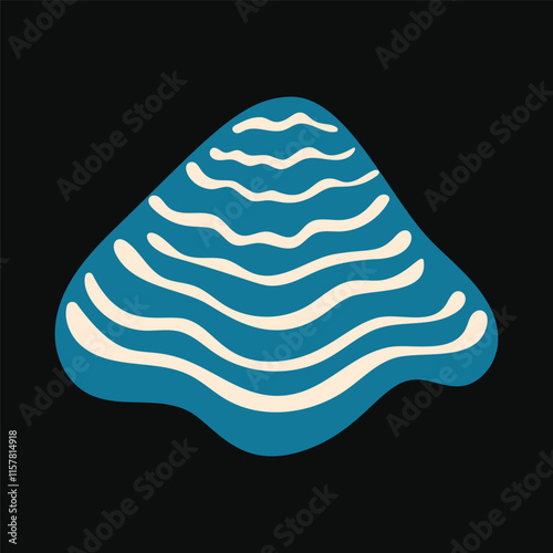 Elegant blue seashell vector design with rhythmic wavy lines photo