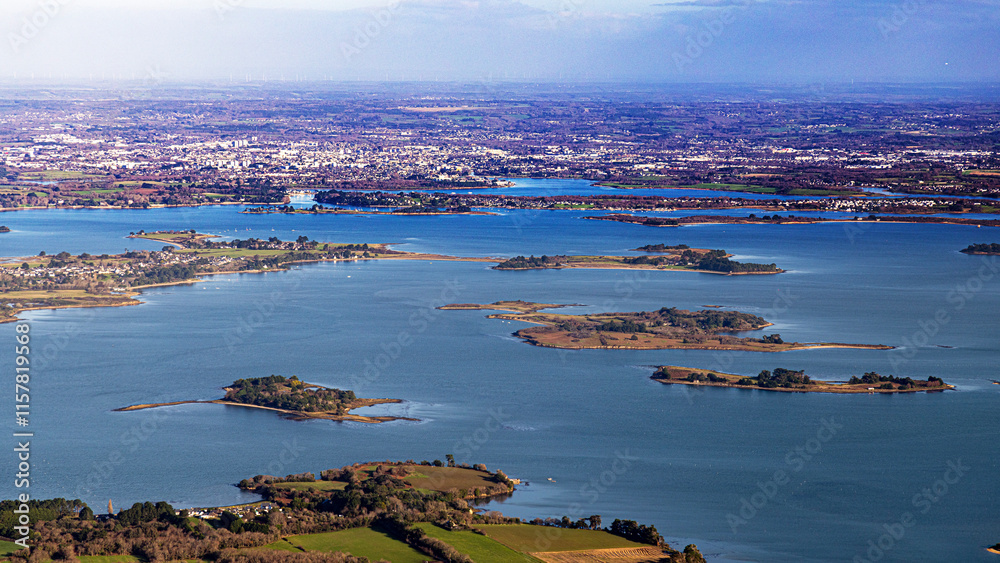 Obraz premium Gulf of Morbihan in French Brittany on atlantic ocean from aerial view