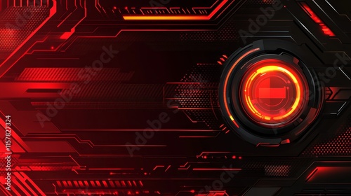 Abstract futuristic red technology background.  Digital circuit board glowing in the dark.