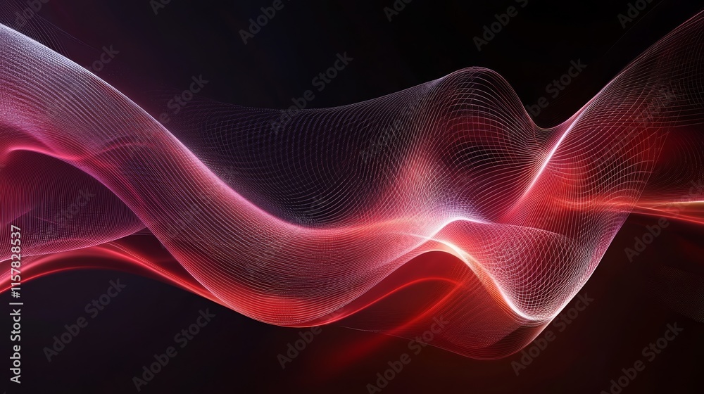 Fototapeta premium Abstract red and pink wave on black background.