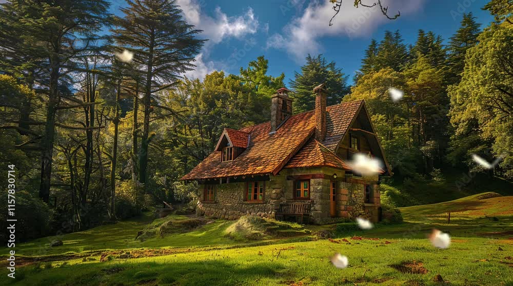 Fantasy house in the forest under blue sky, magical and enchanting scenery
Seamless looping 4k time-lapse virtual video animation Generated AI Fantasy house in the forest under blue sky, magical and enchanting scenery
Seamless looping 4k time-lapse virtual video animation Generated AI