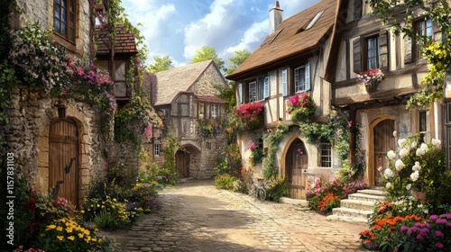 Charming Architectural Streets with Seasonal Flowers