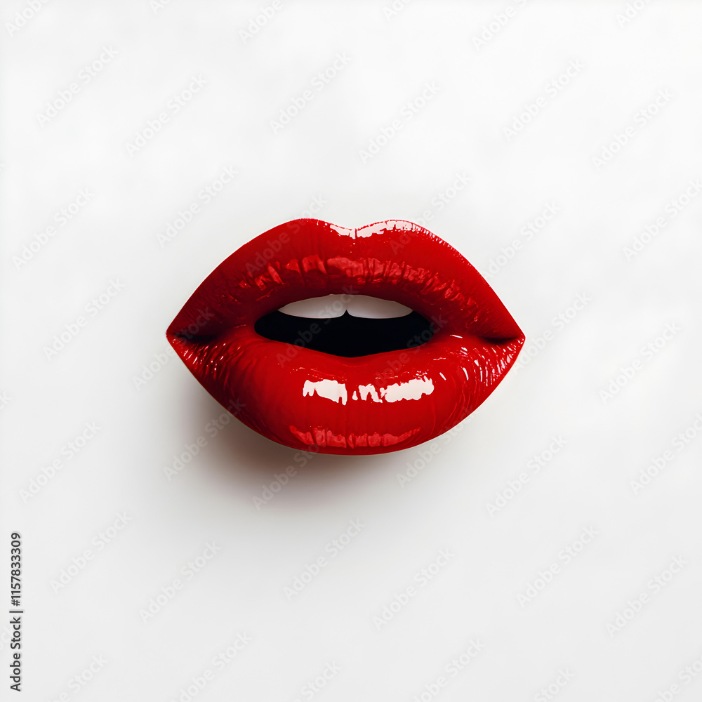 Obraz premium Female lips with red lipstick on white background. Concept female lips.