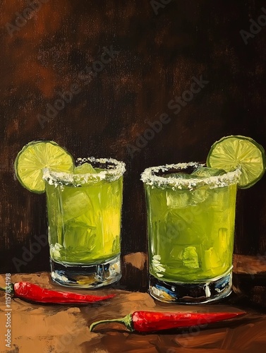 Spicy martini oil painting photo