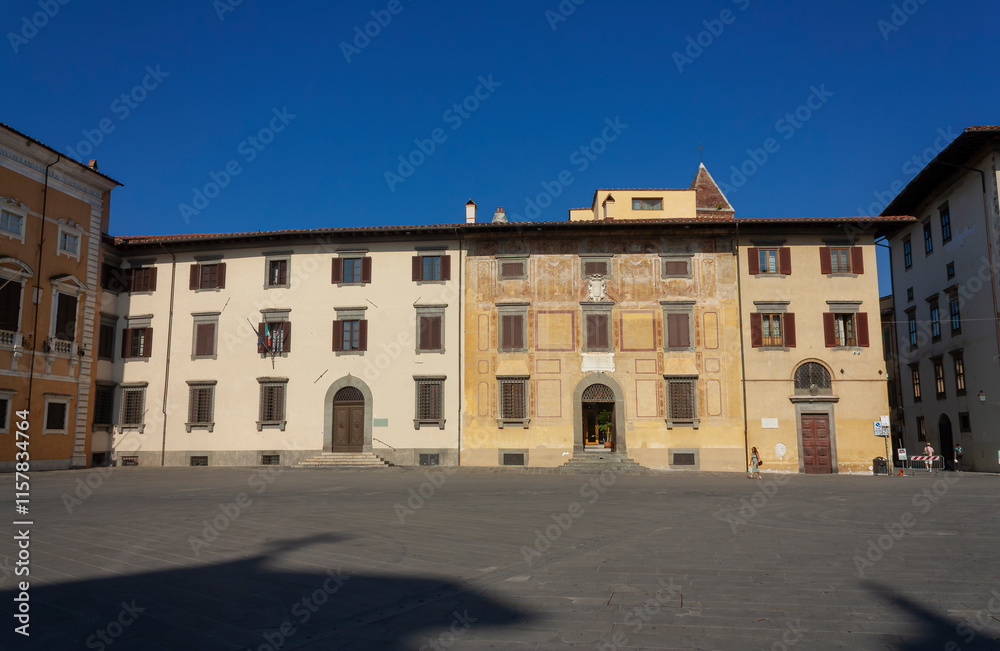 Vernacular buildings in a square in an Italian town