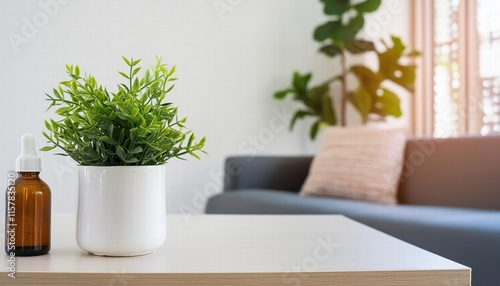 Stunning Interior Design Inspiration Featuring a Lush Green Plant and Elegant White Vase on a Stylish Table Perfect for Modern Home Decor Ideas and Aesthetic Living Spaces