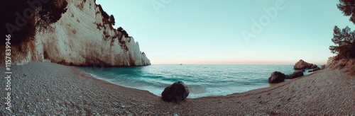 Panorama in Etretat/France, alabaster coast of Normandy, sea, landscape, beach photo