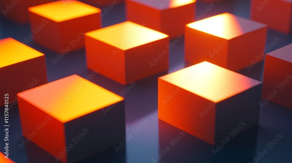 Obraz premium Dynamic Light Composition with Orange Cubes