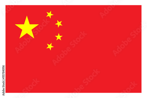 Rectangle China Flag with Red Color and Five Yellow Star