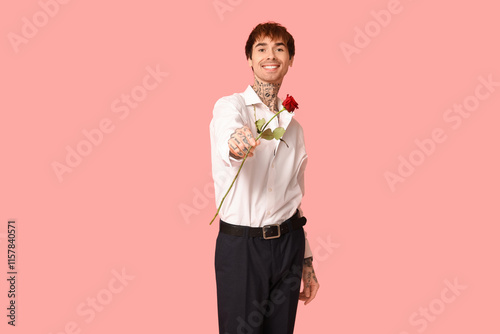 Handsome young man with ros...