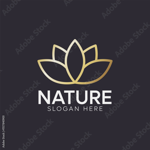 Lotus flower. Contour vector illustration for packaging, corporate identity, labels, postcards, invitations.	
