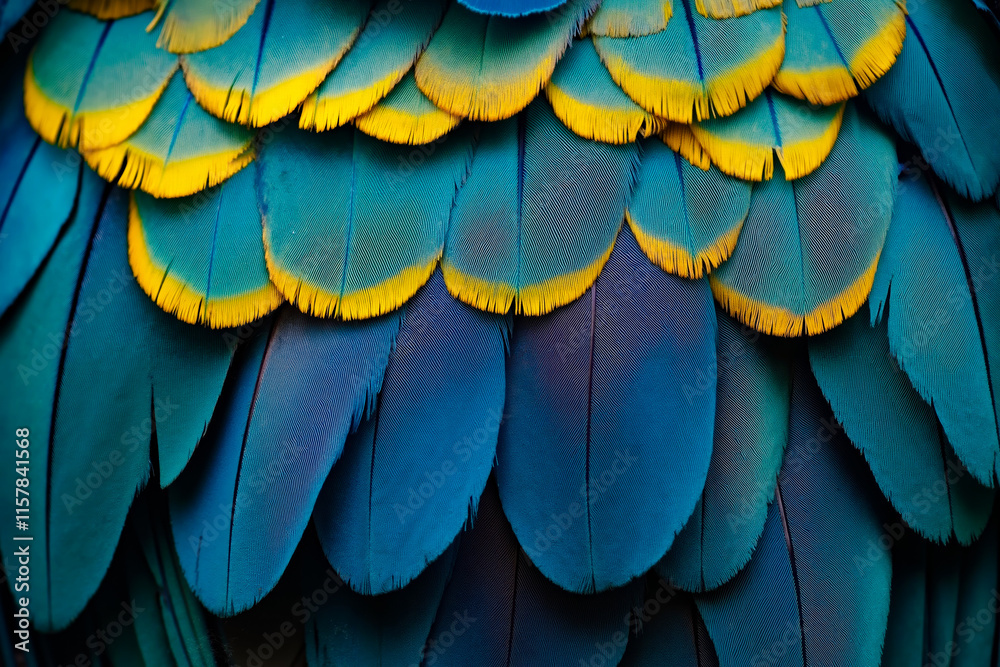 Fototapeta premium A close up of a blue and yellow parrot's feathers
