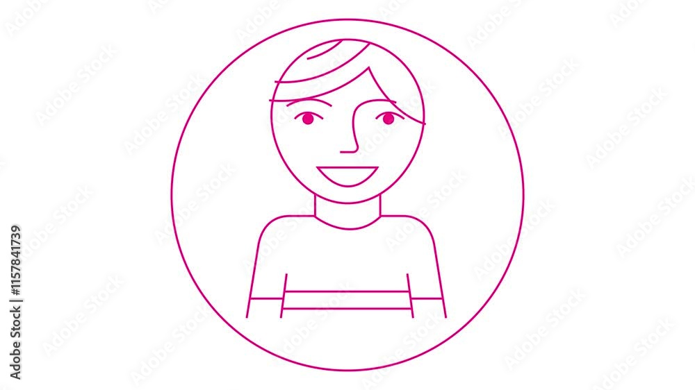 Animated magenta linear symbol of boy is drawn. pink icon of smiling man. Sign of people. Looped video. Vector illustration isolated on white background. Animated magenta linear symbol of boy is drawn. pink icon of smiling man. Sign of people. Looped video. Vector illustration isolated on white background.