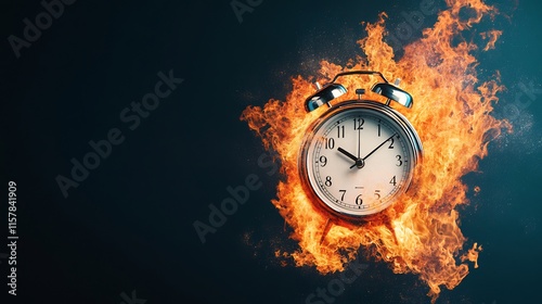 Wallpaper Mural Fiery Alarm Clock: Intense Digital Painting, Abstract Style. AI Generated Torontodigital.ca