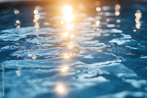 Sunlight Glimmering On Rippling Blue Water Surface
