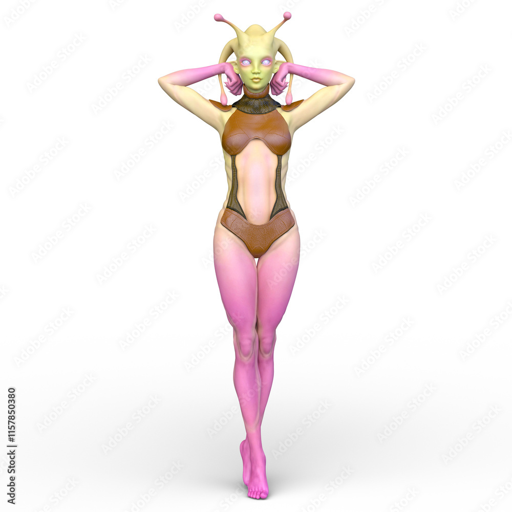 女性エイリアン 3DCGレンダリング 女性エイリアン 3DCGレンダリング