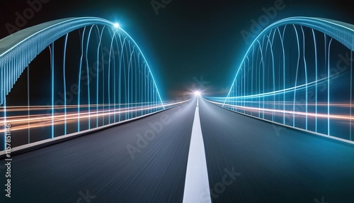 Speeding Through the Neon Dreamscape A Captivating Journey on a Glowing Road Under the Stars