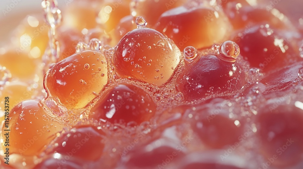 Close-up of salmon roe with water droplets. Close-up of salmon roe with water droplets.