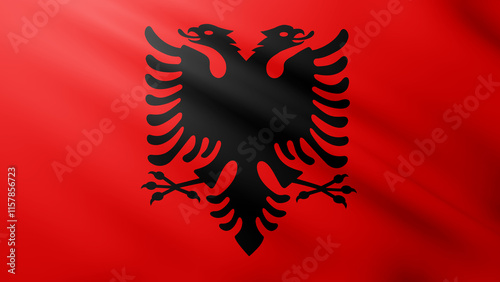Waving flag of Albania. National flag of Albania background