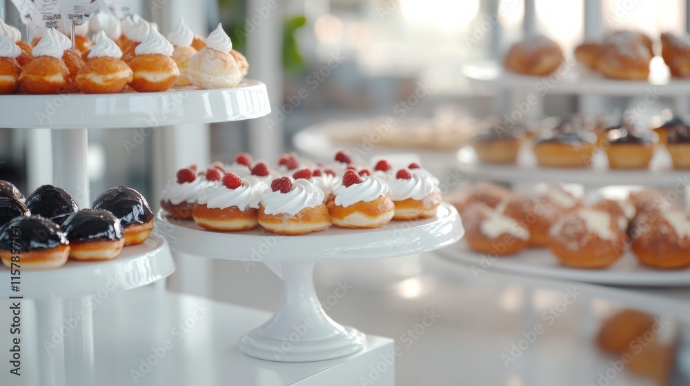 Display of Delicious Pastries on Bright Background Display of Delicious Pastries on Bright Background