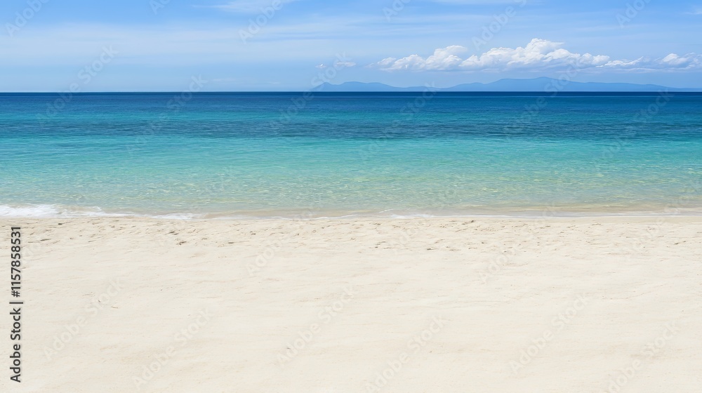 An abstract texture background featuring a beautiful tropical beach with a blue sky and white clouds, perfect for summer vacation and business travel copy space An abstract texture background featuring a beautiful tropical beach with a blue sky and white clouds, perfect for summer vacation and business travel copy space