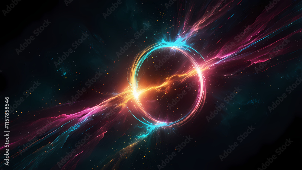 Fototapeta premium A futuristic abstract plasma beam illustration showcasing vivid streaks of bright pink, cyan, and gold