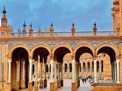 Canvas Print plaza de España  travel photography of old town of Seville, Spain