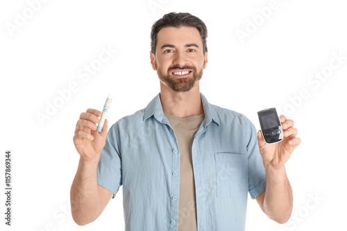 Diabetic young man with glu...