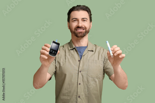 Diabetic young man with lan...