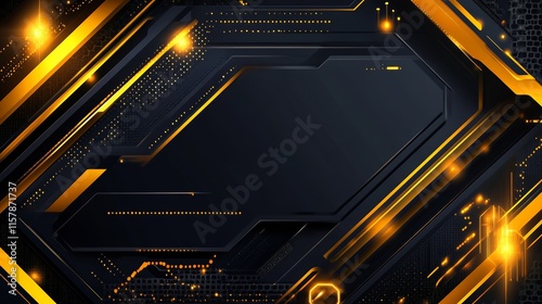 Abstract technology background with gold and black accents