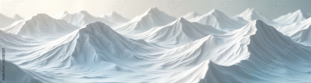 Fototapeta premium 3D artistic topographical map shows textured white mountains. Detailed elevation lines create visually stunning landscape. High resolution image perfect for use in cartography geography design