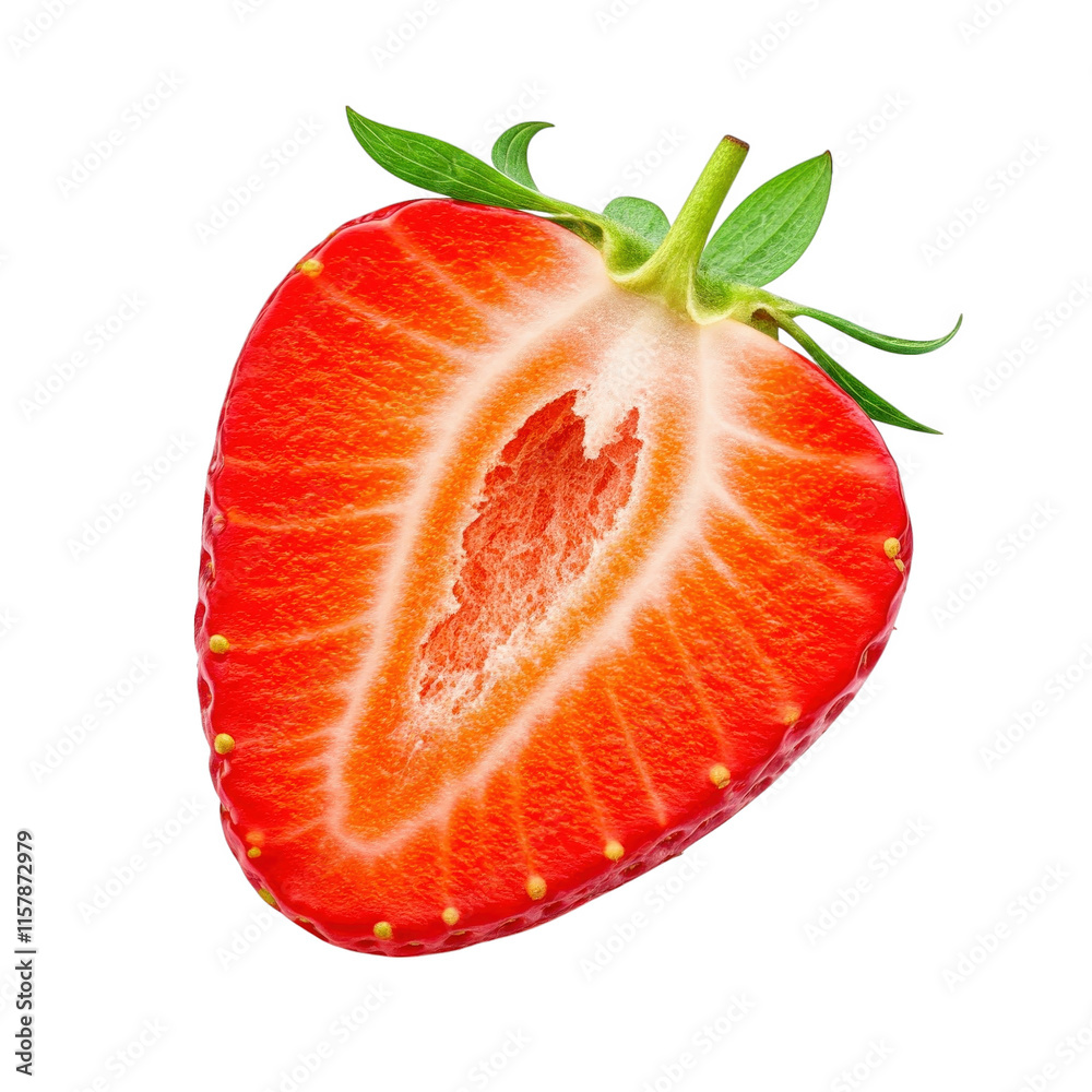 A cut slice of strawberry isolated on transparent background png A cut slice of strawberry isolated on transparent background png