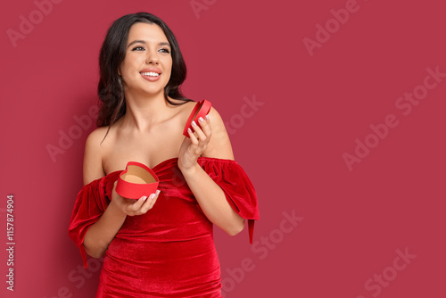 Happy young woman in sexy r...