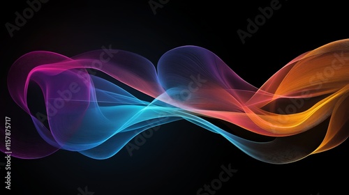 Abstract colorful waves on black background