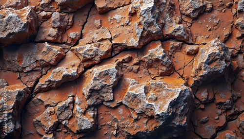 A dramatic and textured image showcasing a close-up view of a rugged and eroded rock surface. The interplay of light and shadow creates a sense of depth and dimension
