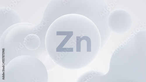 Zinc mineral soft white particle. Vector 3d illustration. Liquid shapes. Dietary supplement product concept.