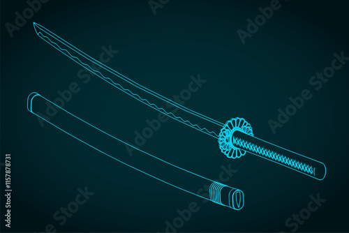 Japanese katana sword sketch