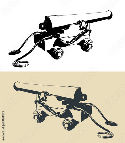 Vintage artillery naval cannon