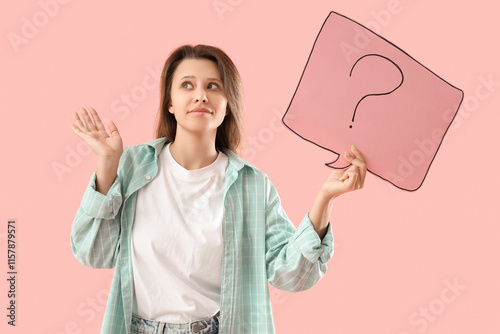 Young woman holding speech ...