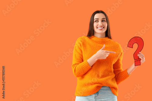 Young woman pointing at pap...