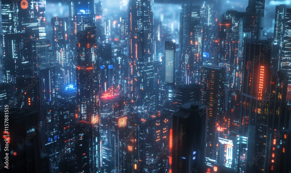 Fototapeta premium A smart city with technology network connectivity. Internet of things and social media connections.