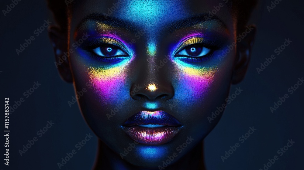 Radiant Beauty with Colorful Neon Highlights Radiant Beauty with Colorful Neon Highlights