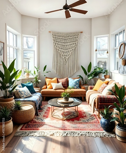 Boho Chic Living Room with Eclectic Decor