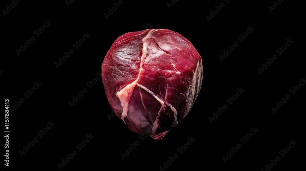 Raw meat cut culinary setting food photography dark background close-up fresh ingredient showcase Raw meat cut culinary setting food photography dark background close-up fresh ingredient showcase