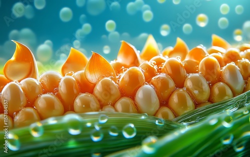 Stunning Macro Shot of Corn Kernels, Vibrant Details, Fresh and Organic Food Photography photo