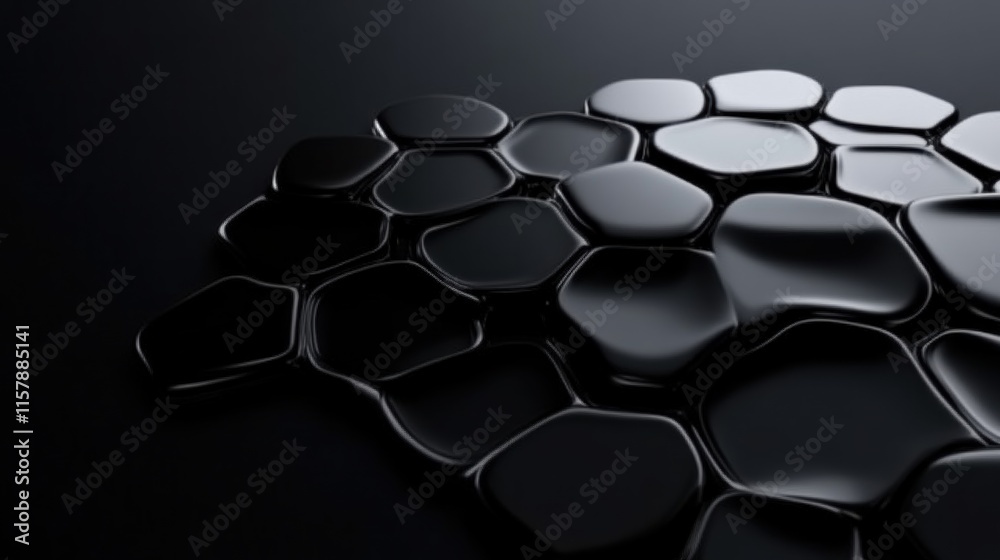 Fototapeta premium Abstract hexagonal patterns studio digital art dark environment close-up modern design concepts