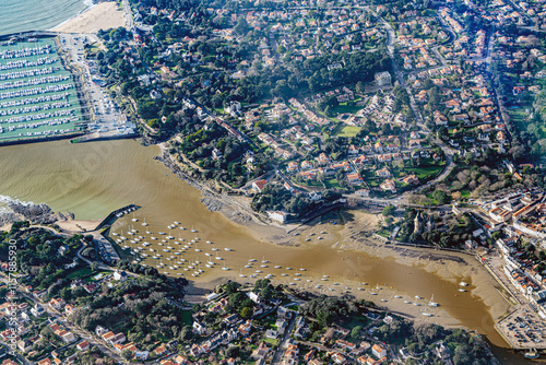 Noirmoutiers Island in french atlantic ocean from aerial view photo