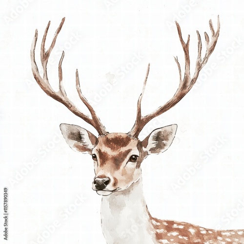 Elegant illustrated deer with branching antlers showcasing unique beauty and style in a creative design setting. Generative AI photo